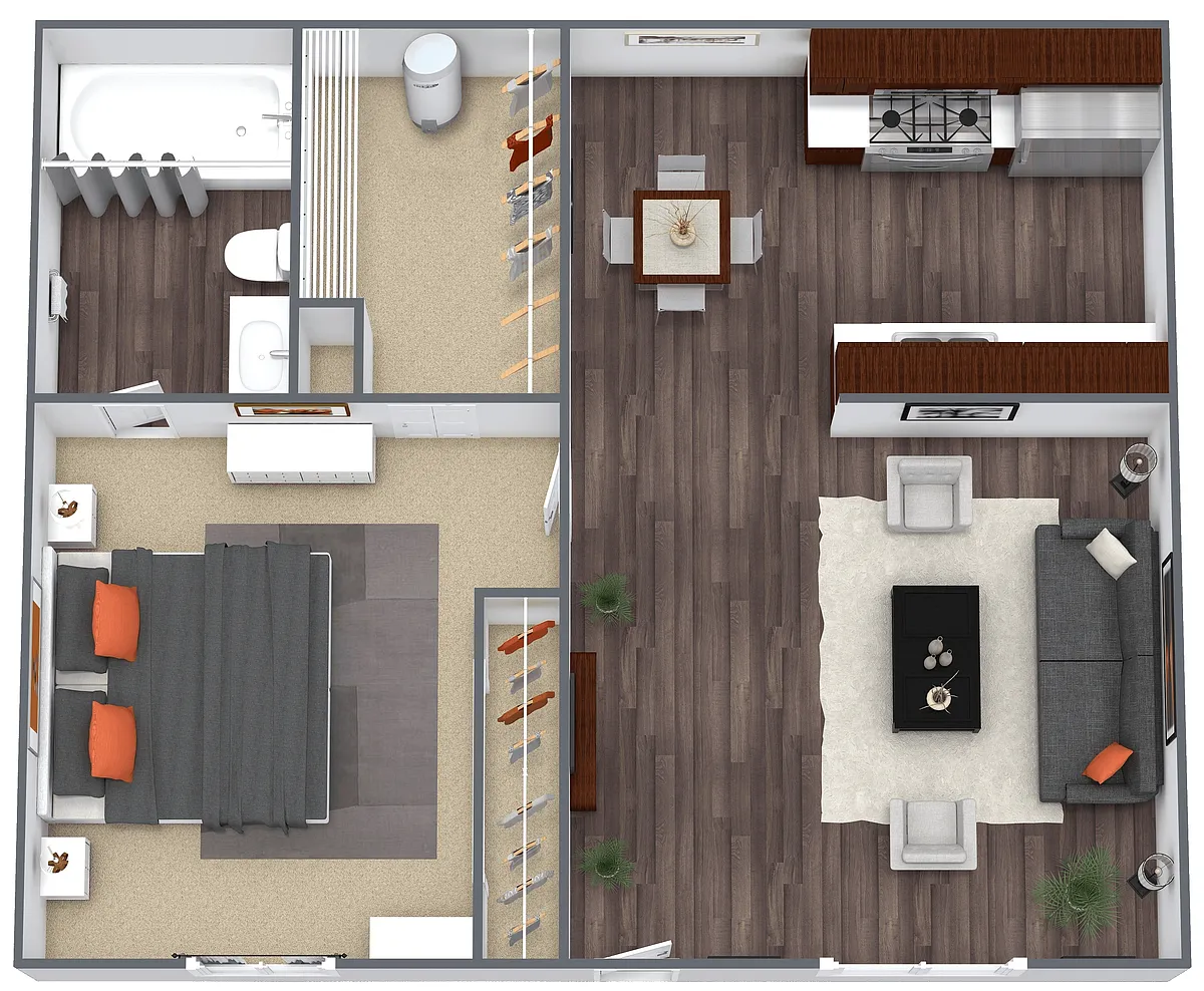 Floor plan S1: 0 Bed 1 Bath