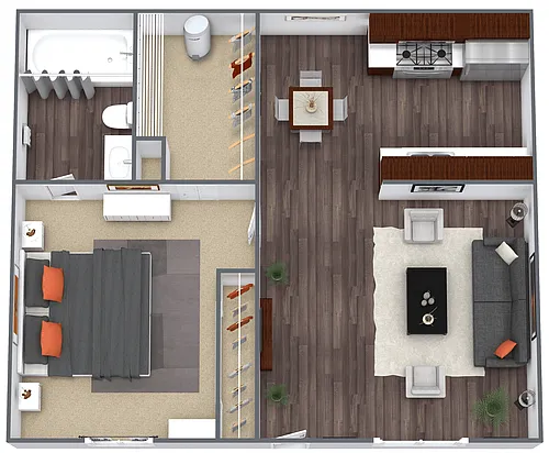 Floor plan S1: 0 Bed 1 Bath