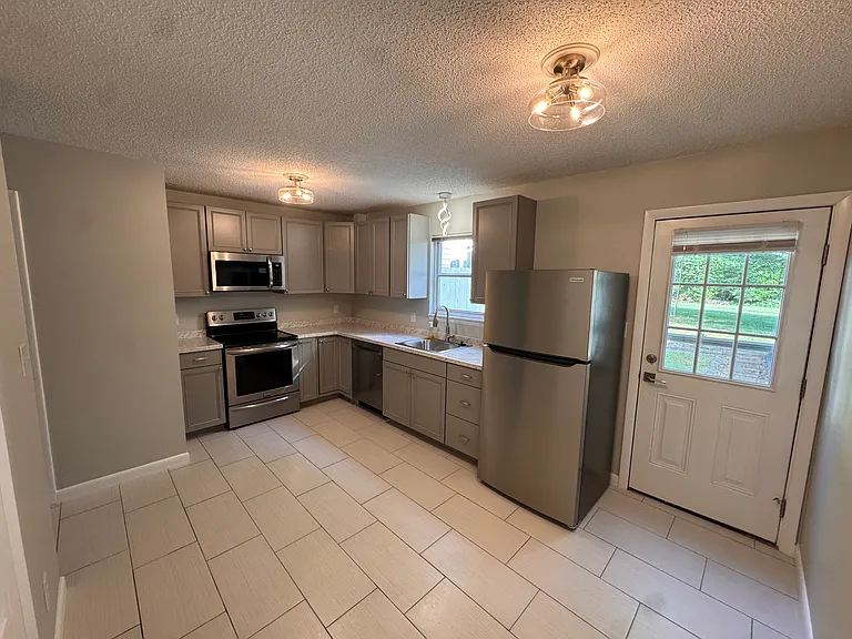 Kitchen showing back door