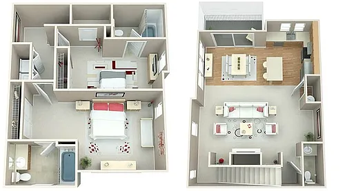 Floor plan 2 Bed/2.5 Bath Townhomes G