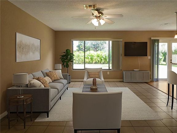 spacious family room staged