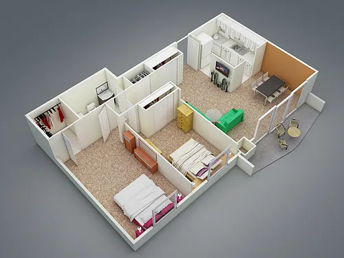 Floor plan Two Bedroom One Bath