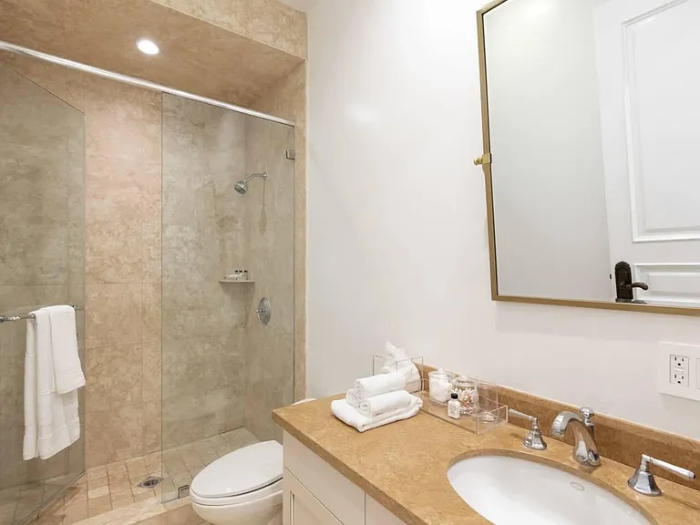 Sparkling clean bathrooms with fresh towels and elegant touches