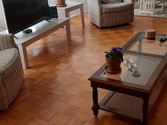 Another view of the Living room, featuring several chairs and television.