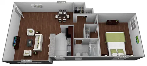 Floor plan Large 1 Bedroom