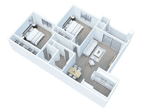 Floor plan Two Bedroom One Bath