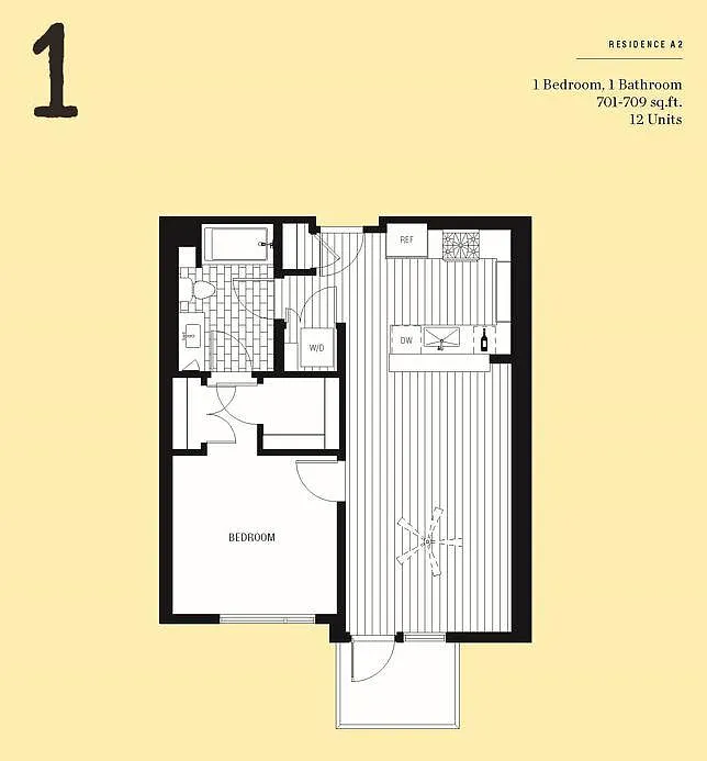 Floor plan 1X1 - 701