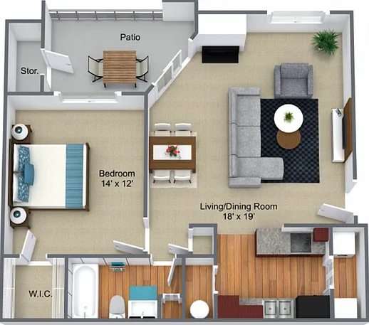 1 Bed, 1 Bath-Updated 1 Bed, 1 Bath-Updated