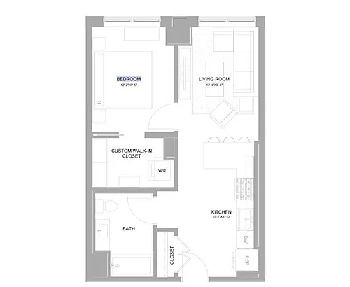 Floor plan Junior 1 Bed/1 Bath-0.5.1B