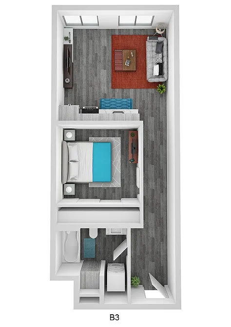 Floor plan Open 1 Bedroom A16