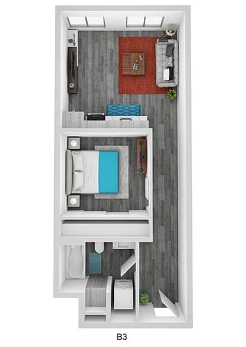Floor plan Open 1 Bedroom A16