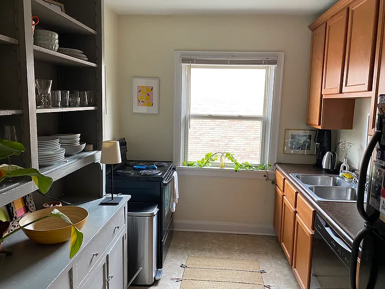 Kitchen on 2nd fl with vintage built-in cabinets