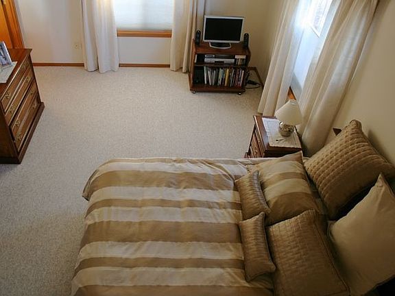 Vaulted ceiling on master bedroom.