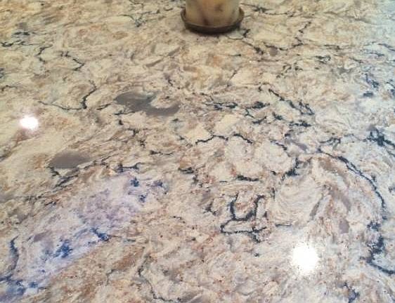 Close view of quartz counters - neutral tones highlighted so you can mix and match your colors