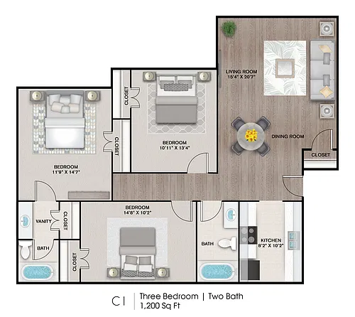 Floor plan 3 X 2 C1