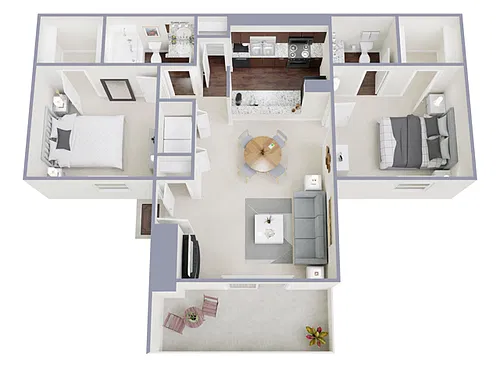 Floor plan 2 Bed, 1.5 Bath C (75% Income Restricted)