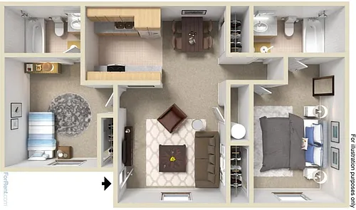Floor plan 2 Bedroom 2 Bath