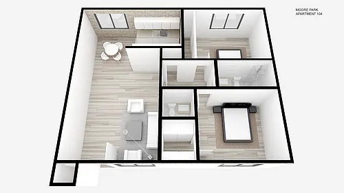 Floor plan Two Bed ~ 1.5 Bath