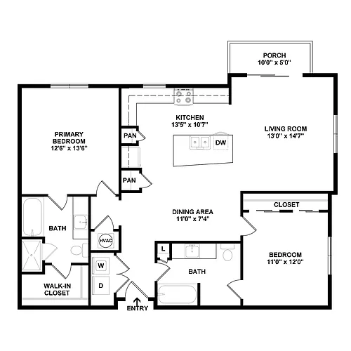 Floor plan 2 Bed/2 Bath-B3