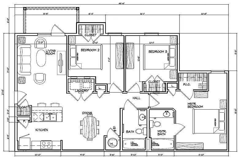 Floor plan 3 Bed 2 Bath