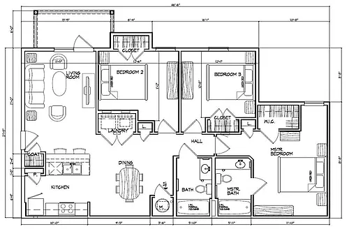 Floor plan 3 Bed 2 Bath