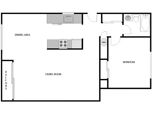 Floor plan 1 Bed / 1 Bath: Type A
