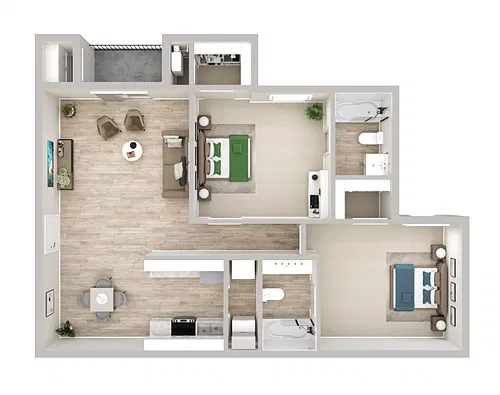 Floor plan 2 Bedroom 2 Bath Apartment