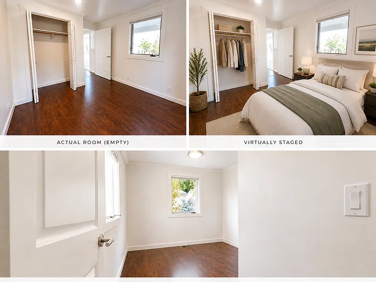 Bright and versatile bedroom featuring beautiful laminate floors, ample closet space, and plenty of layout options for your furniture.