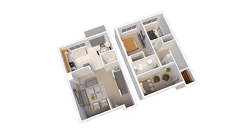 Floor plan Three-Bedroom Townhome