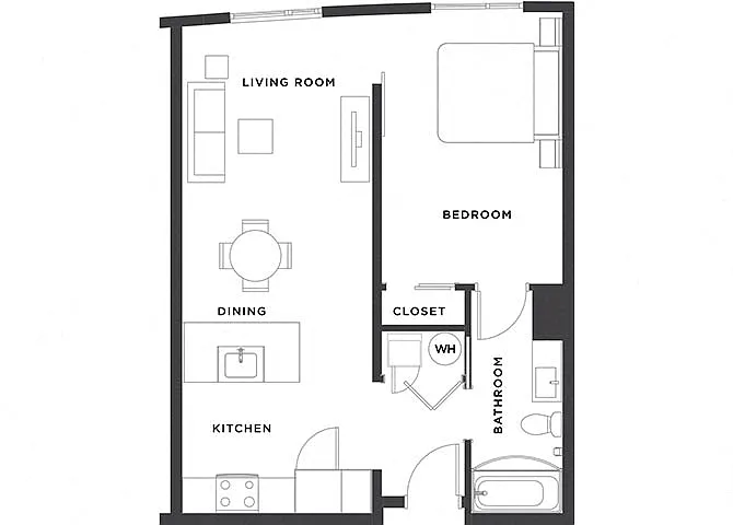 Floor plan 1BR x 1BA