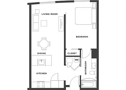 Floor plan 1BR x 1BA