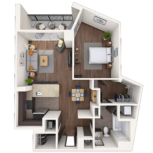 Floor plan Traditional 1x1 677-903 SF