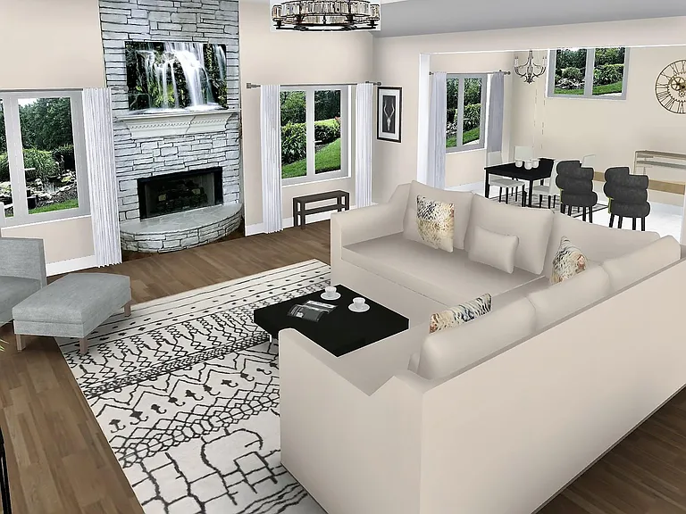 Open Great Room to Kitchen and Dining