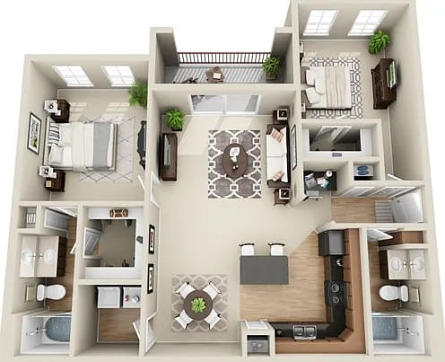 2CGl Floorplan | 2 Bed, 2 Bath 2CGl Floorplan | 2 Bed, 2 Bath