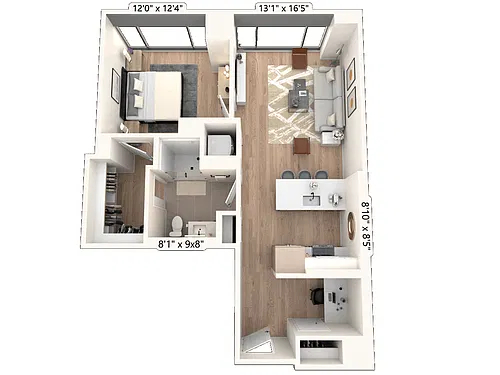 Floor plan Penthouse: One Bedroom PH04