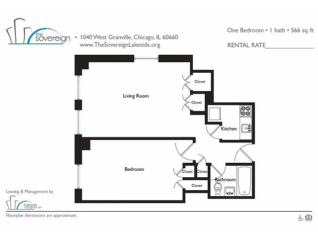 Floor plan 1 Bed - Medium