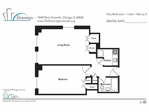 Floor plan 1 Bed - Medium