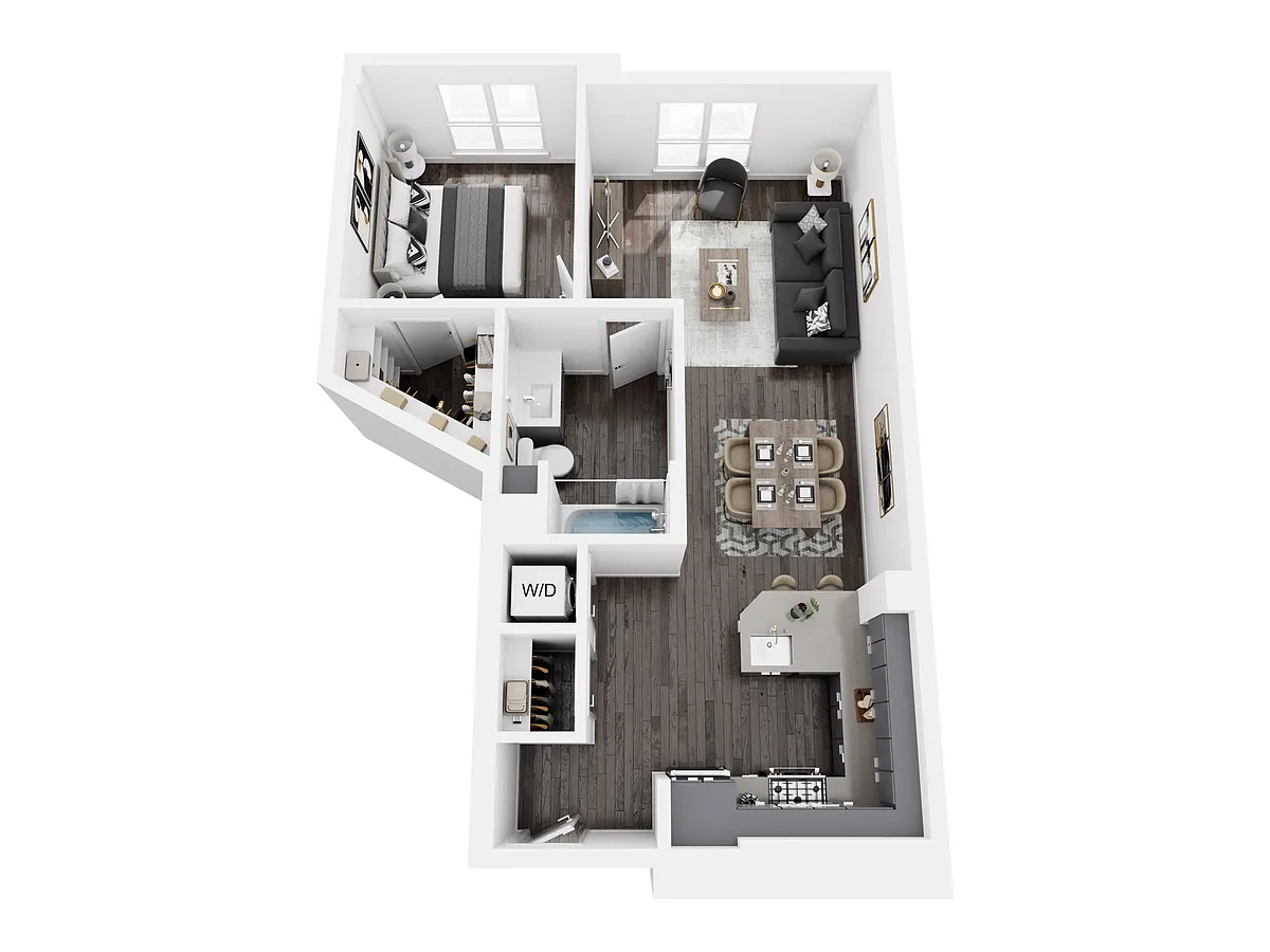 Floor plan 1x1-1BDF