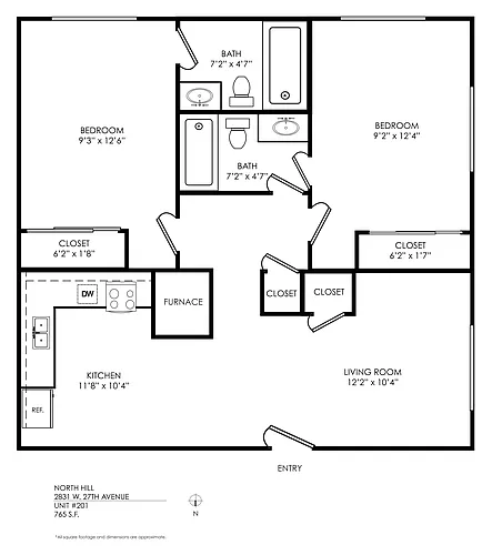 Floor plan 2 Bedroom x 2 Bath Balcony
