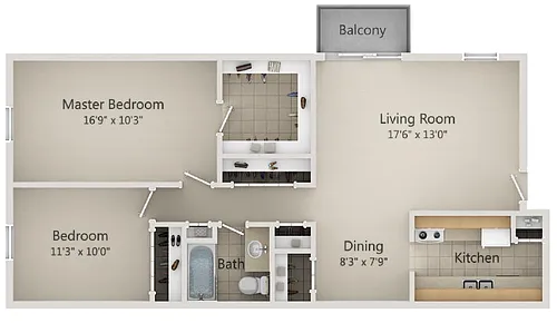 Floor plan 2 bedroom 1 bath