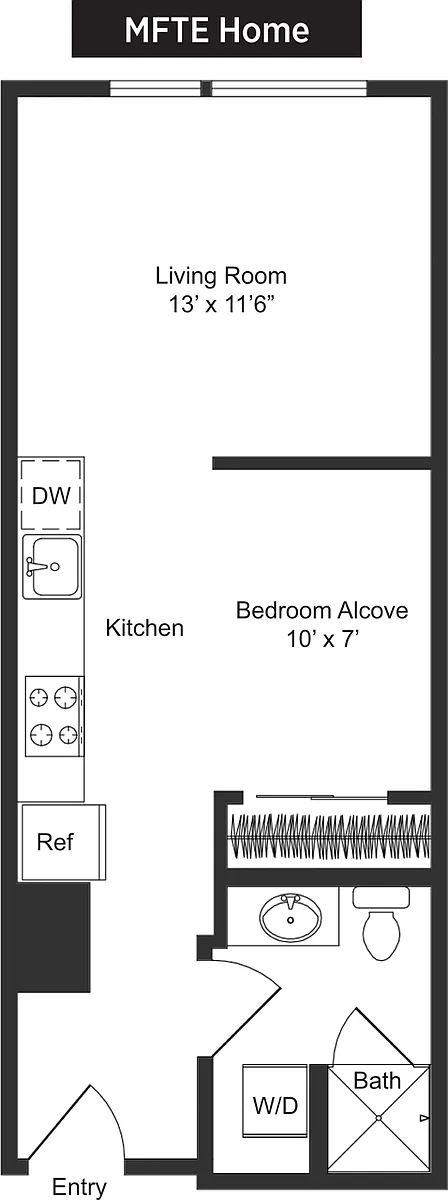 Floor plan Studio + Alcove A2 MFTE