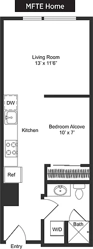 Floor plan Studio + Alcove A2 MFTE