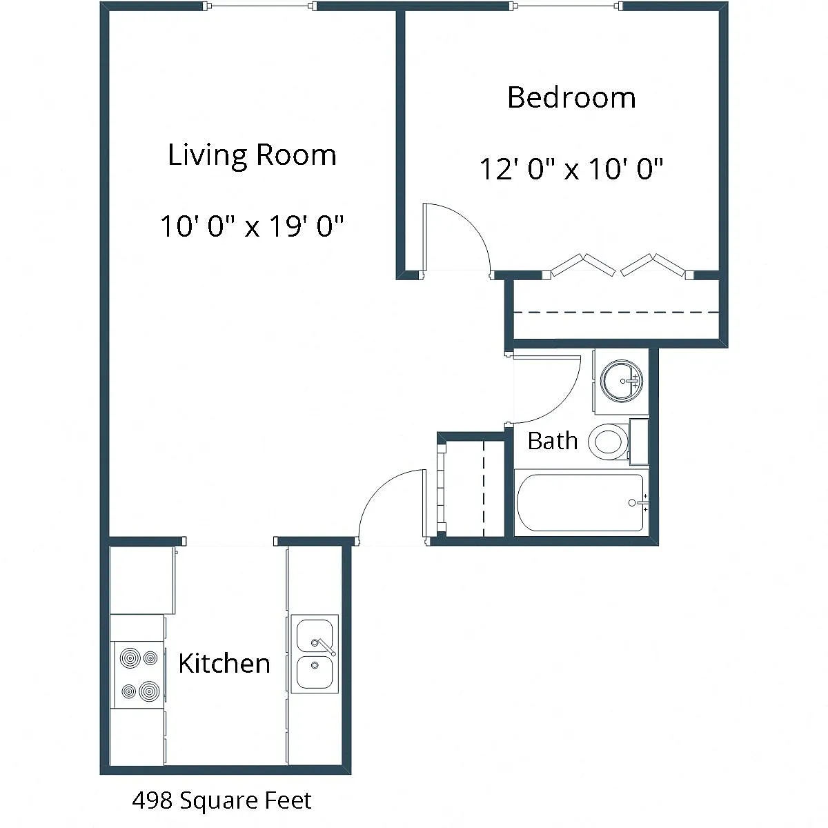 Floor plan One Bedroom 11D