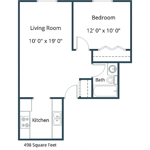 Floor plan One Bedroom 11D