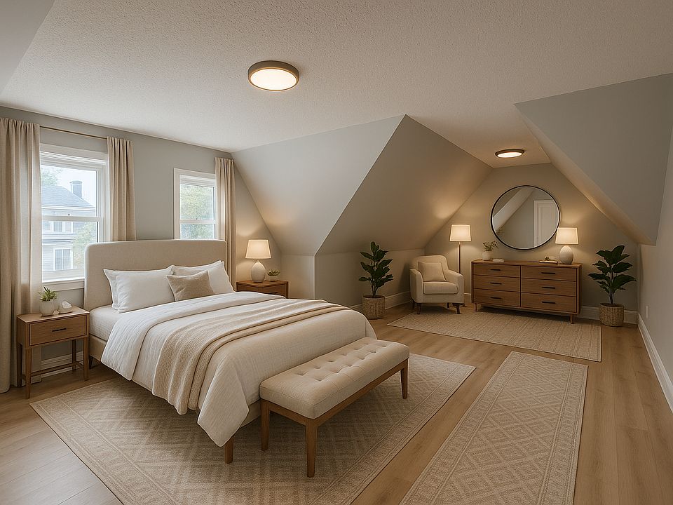 Primary Bedroom located on top Floor. (Virtually Staged)