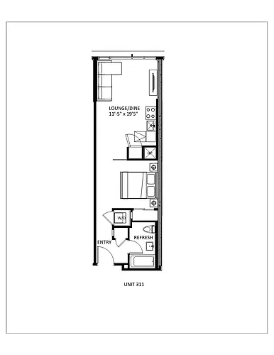 Floor plan Isabel 0 Bed 1 Bath