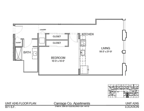 Floor plan c1-871 - 1 bed, 1 bath