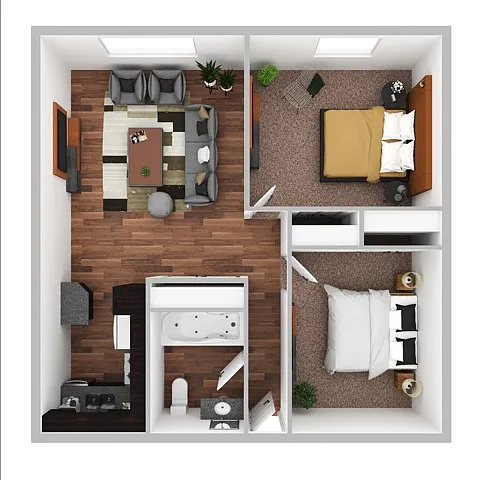Floor plan Two Bedroom 1 Bath