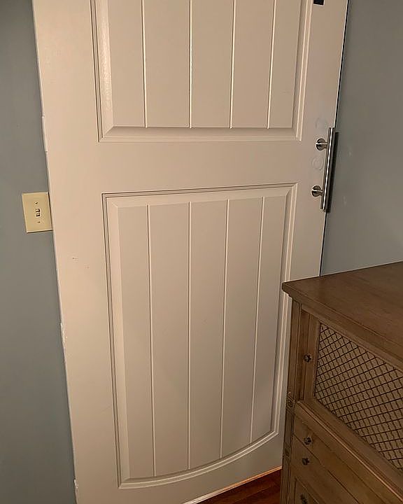 barn door into back bedroom