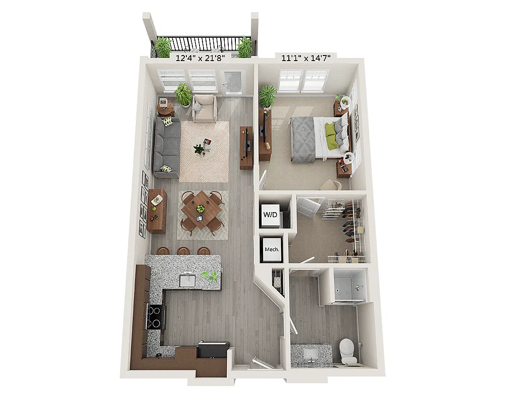 Floor plan One Bedroom A1L